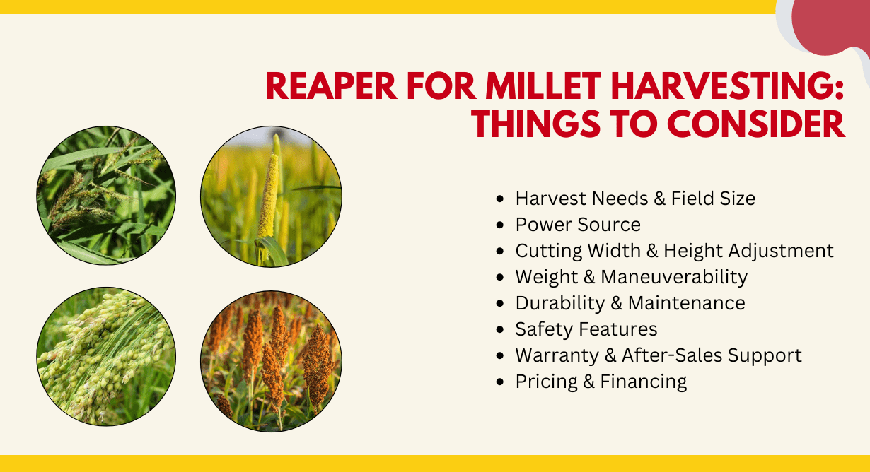 reaper for millet harvesting