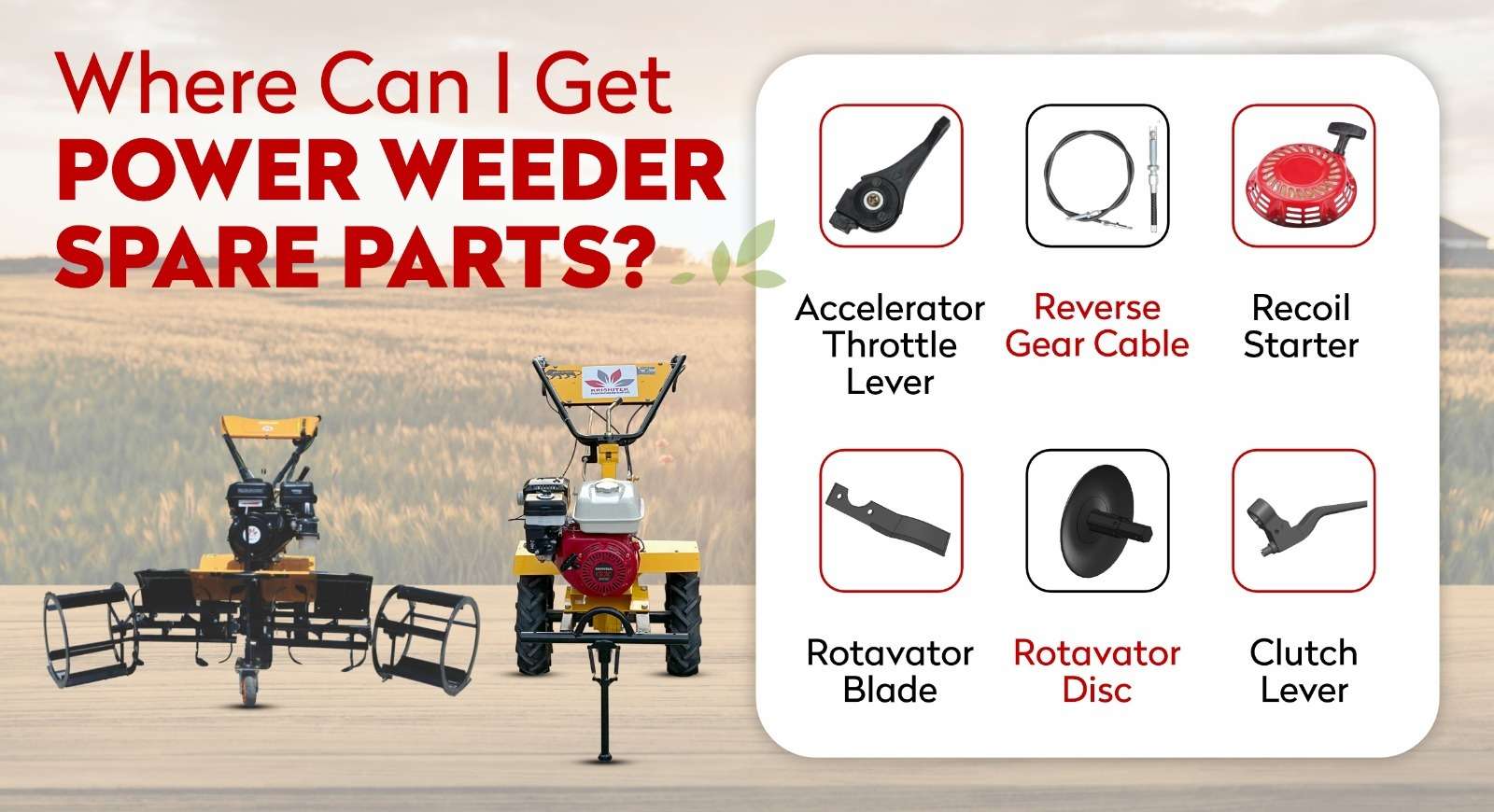 Power weeder machine spare parts